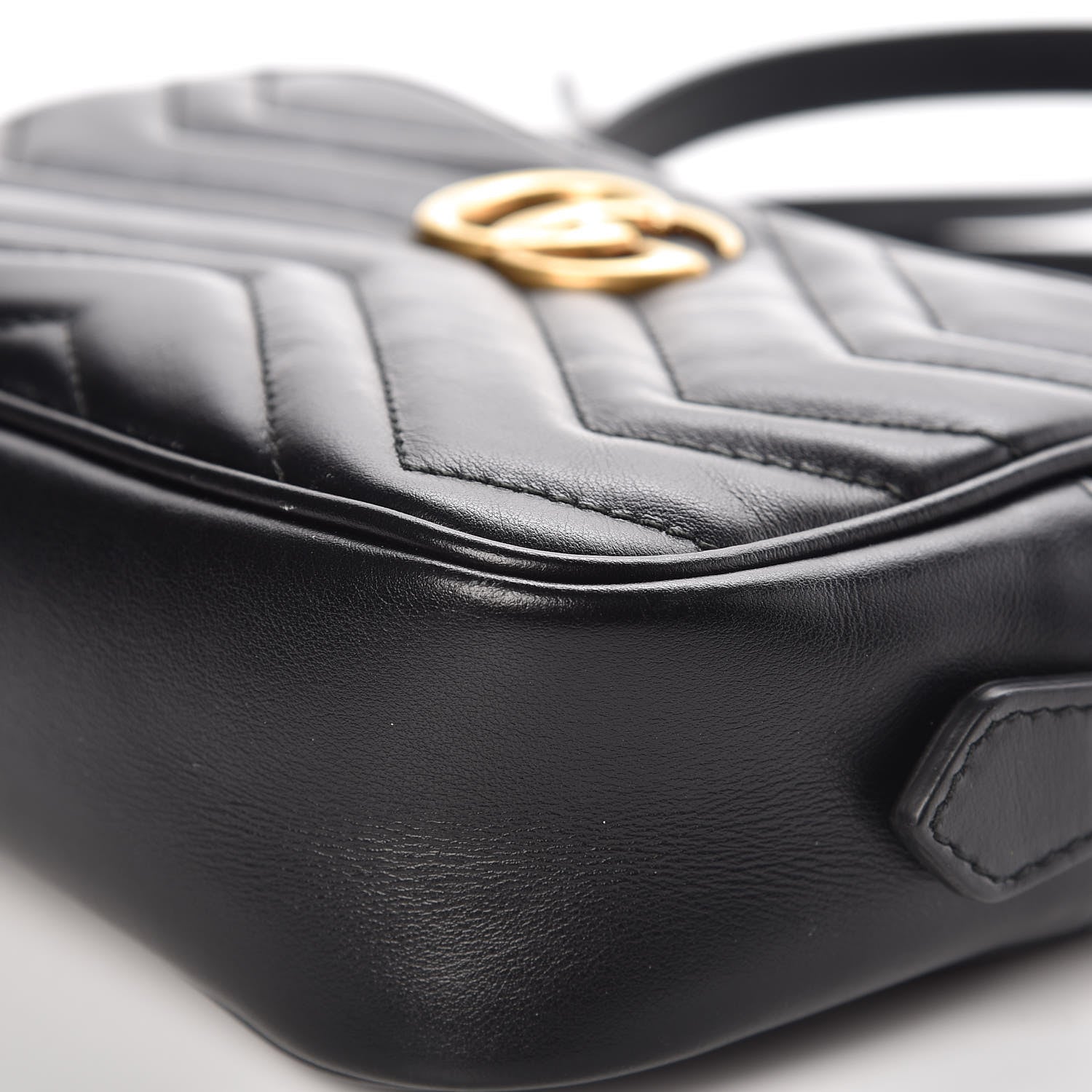 Gucci Calfskin Matelasse Mini GG Marmont Chain Shoulder Bag Black 12 of 14
