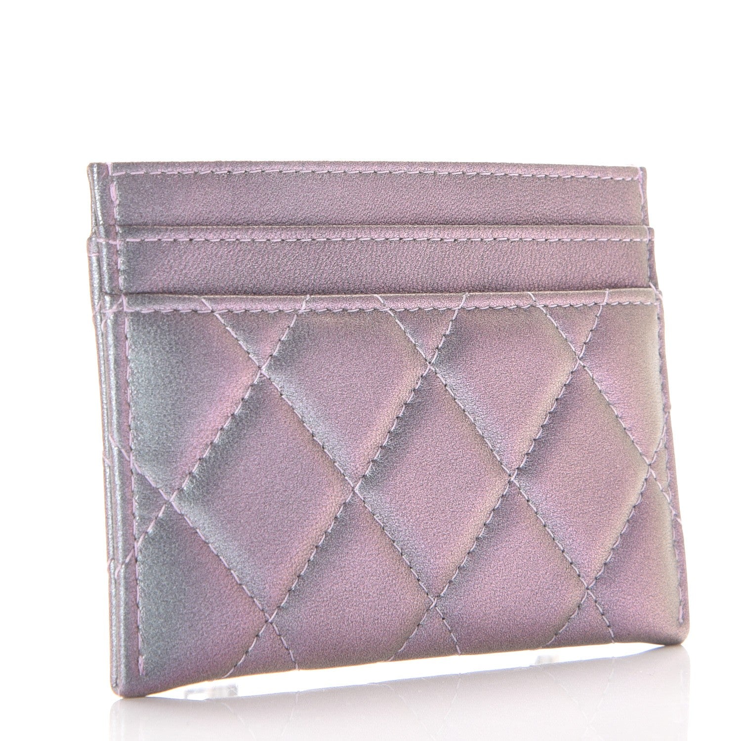 Chanel Iridescent Lambskin Quilted Reissue Card Holder Light Purple 3 of 9