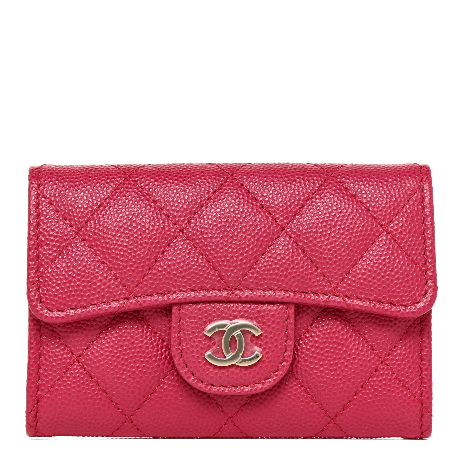 Chanel Caviar Quilted Flap Card Holder Wallet Dark Pink 1 of 11