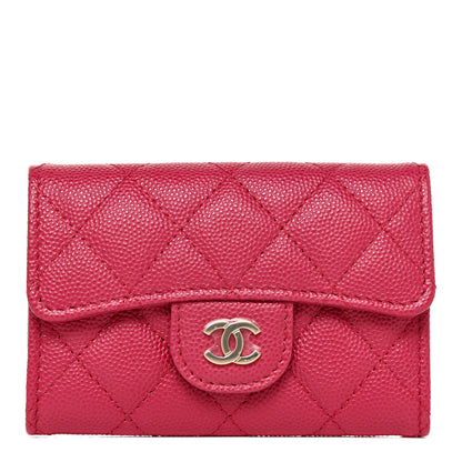 Chanel Caviar Quilted Flap Card Holder Wallet Dark Pink 1 of 11