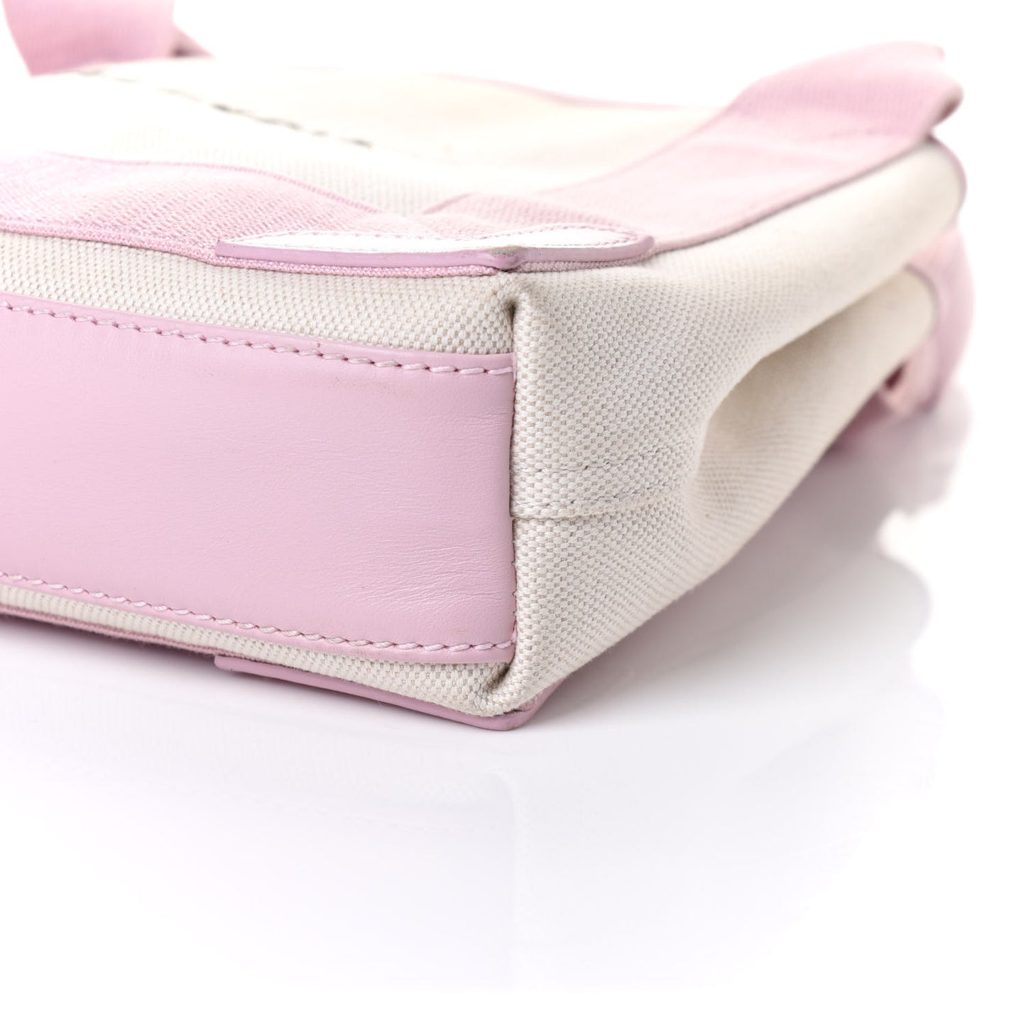 Cotton Canvas Satin Calfskin Navy Cabas XS Natural Pink