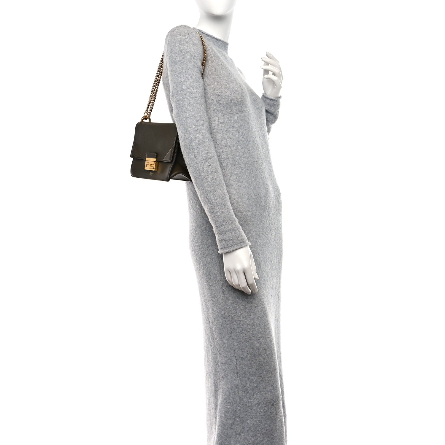 Fendi Vitello Grace Matte Small Kan U Shoulder Bag Wood 3 of 8