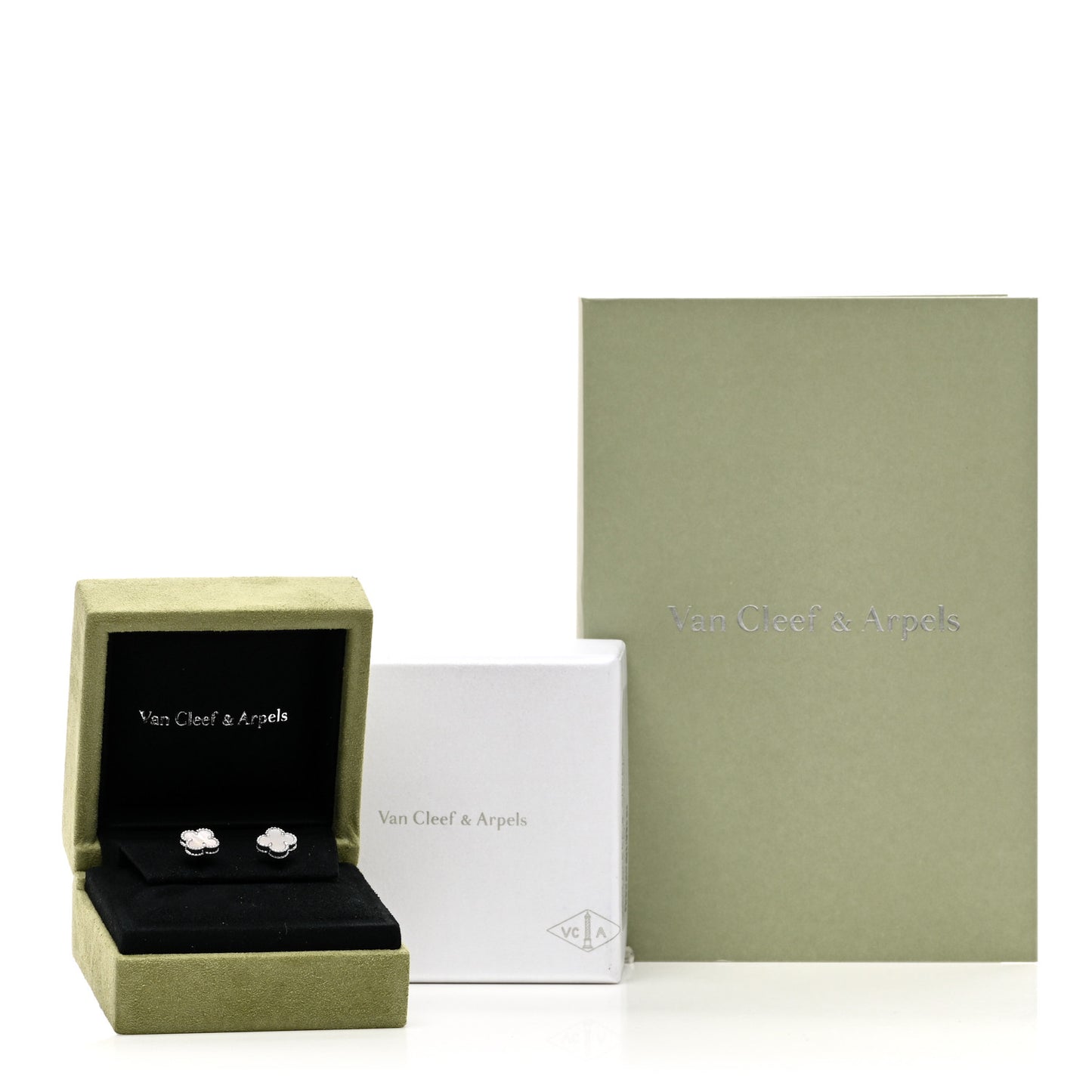 18K White Gold Mother of Pearl Sweet Alhambra Earrings