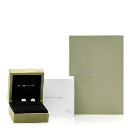 Van Cleef & Arpels 18K White Gold Mother of Pearl Sweet Alhambra Earrings 5 of 5