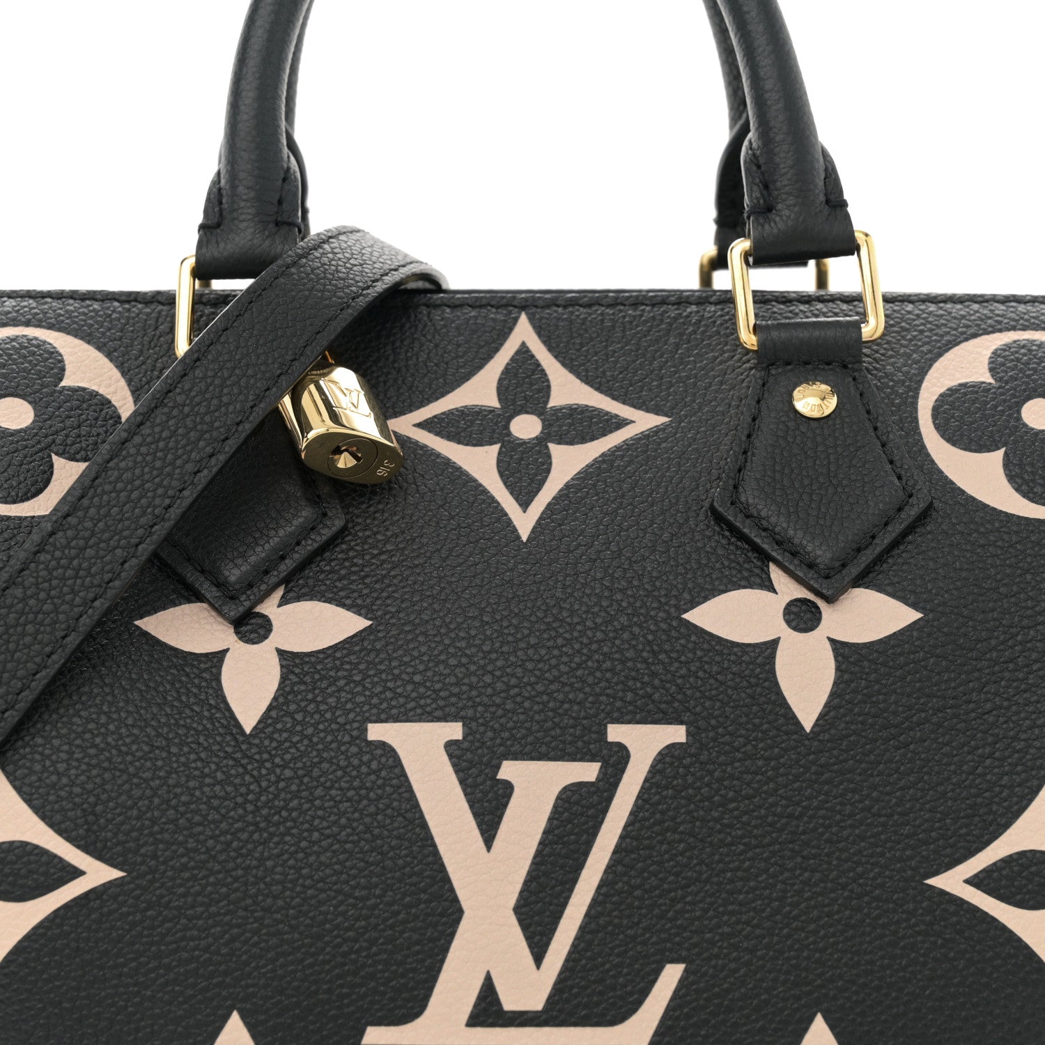 Louis Vuitton Empreinte Monogram Giant Speedy Bandouliere 25 Black Beige 7 of 10
