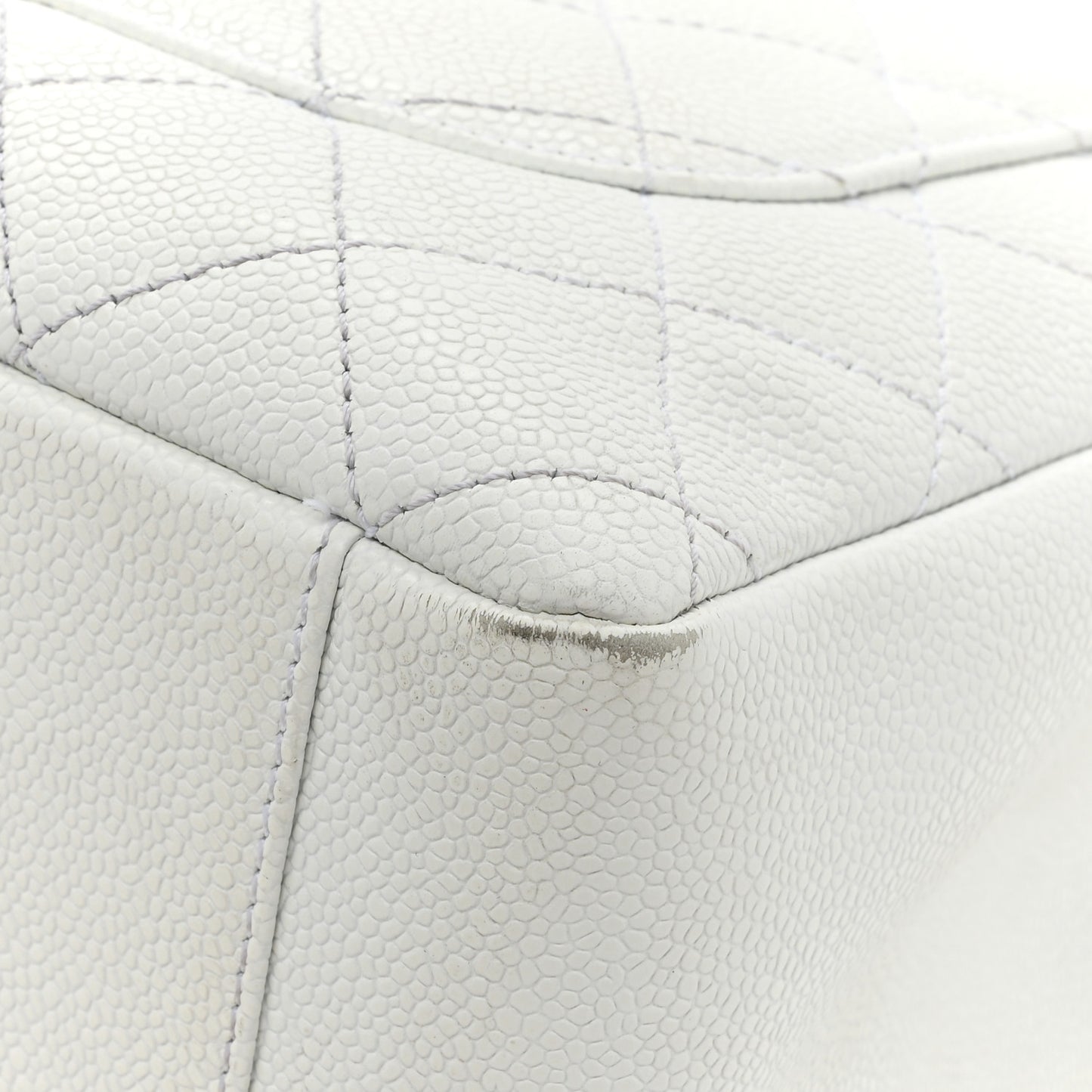Caviar Quilted Grand Shopping Tote GST White
