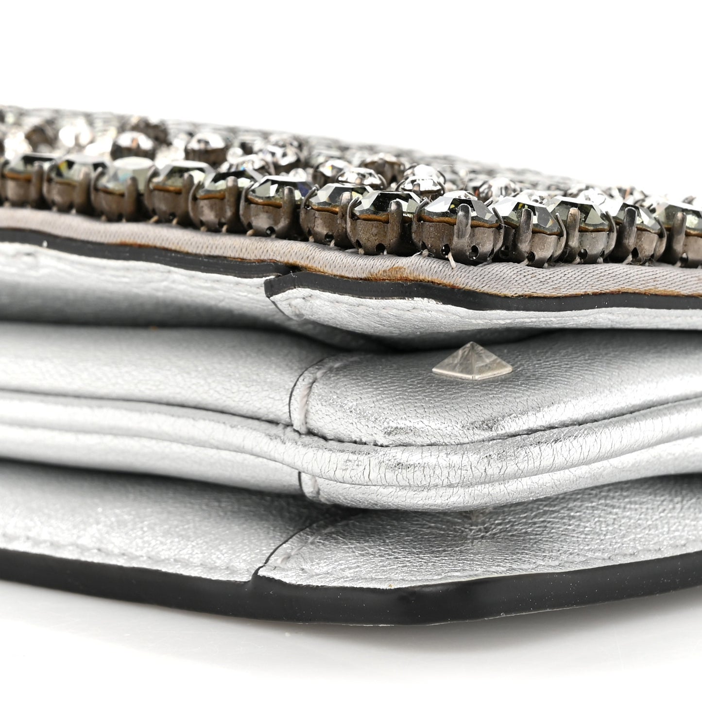 Nappa Beaded Embellished Carry Secrets Clutch Silver