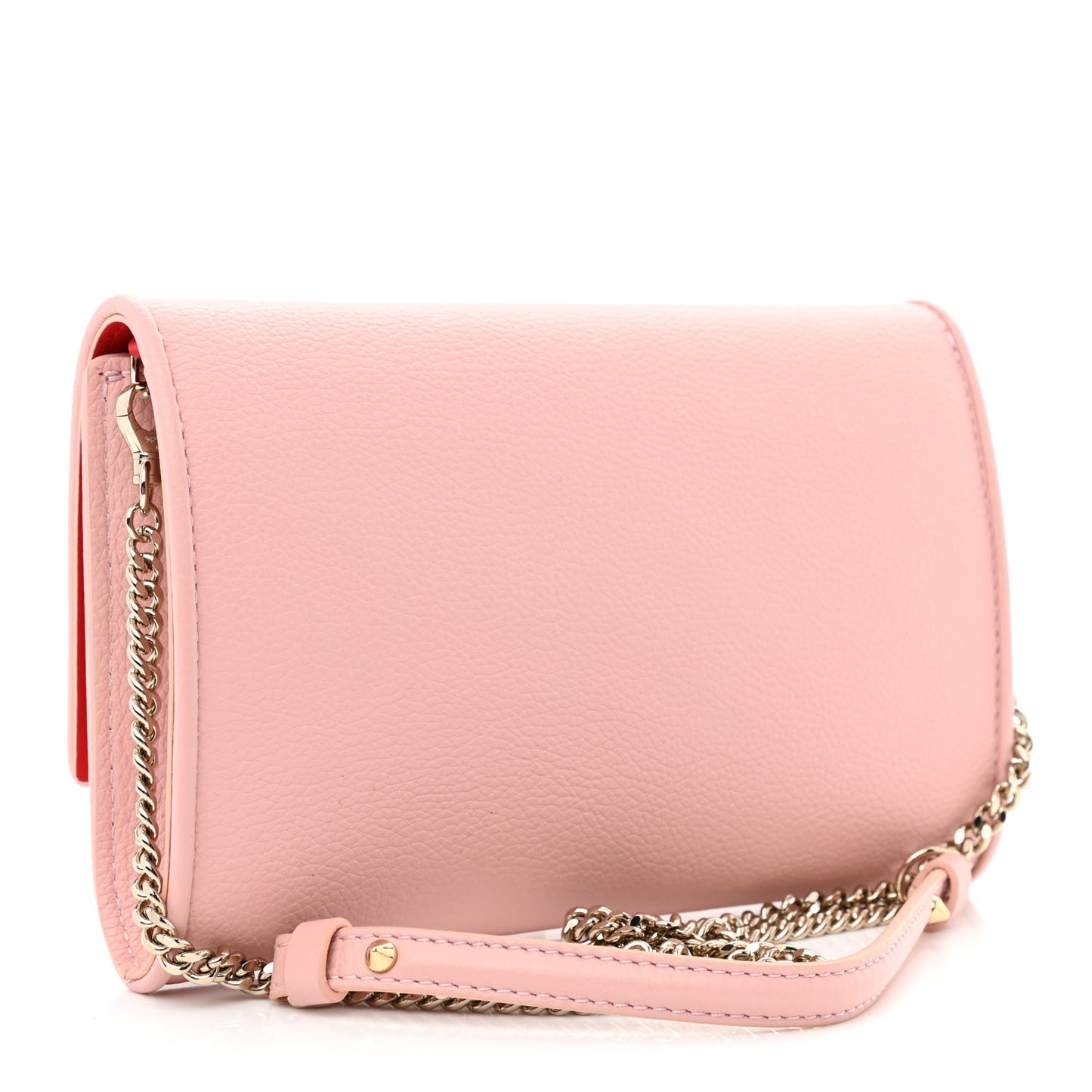 Calfskin Studded Flap Carasky Clutch Rosy