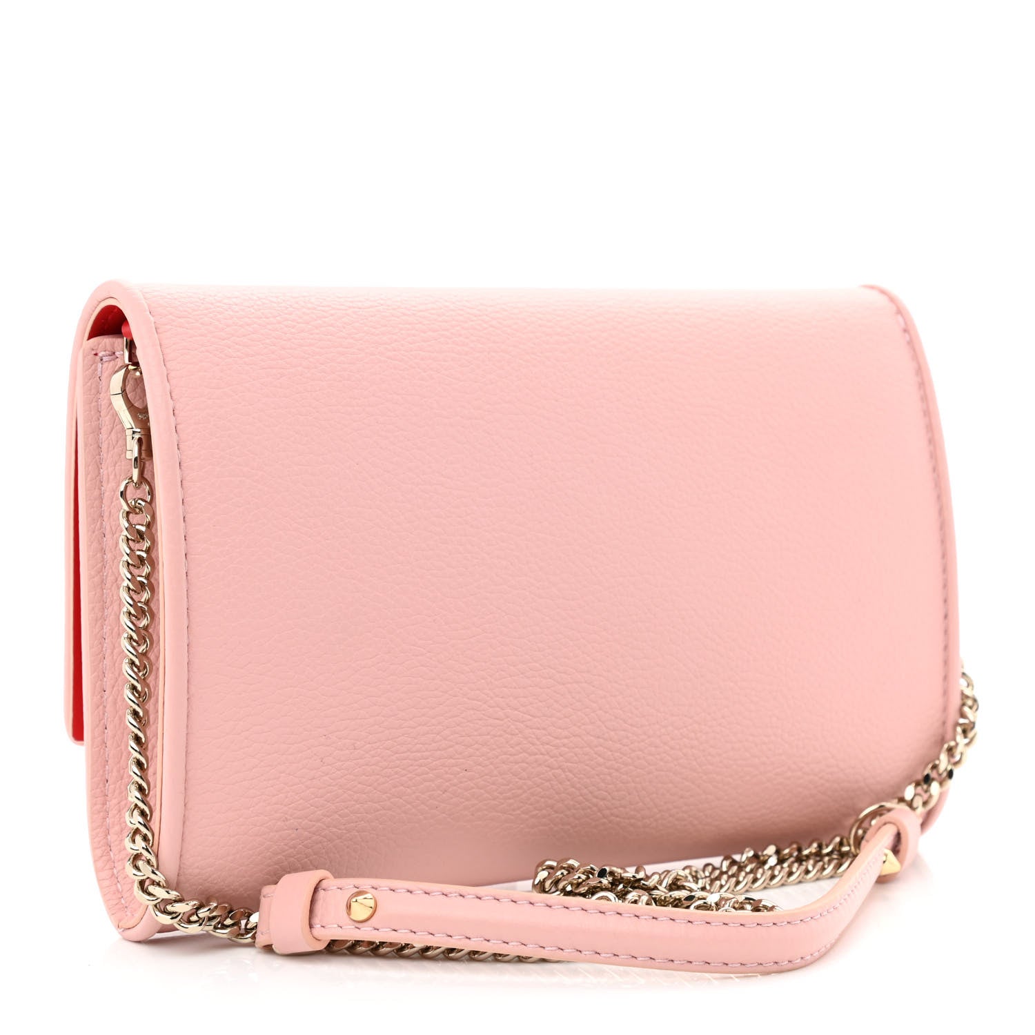 Christian Louboutin Calfskin Studded Flap Carasky Clutch Rosy 3 of 10