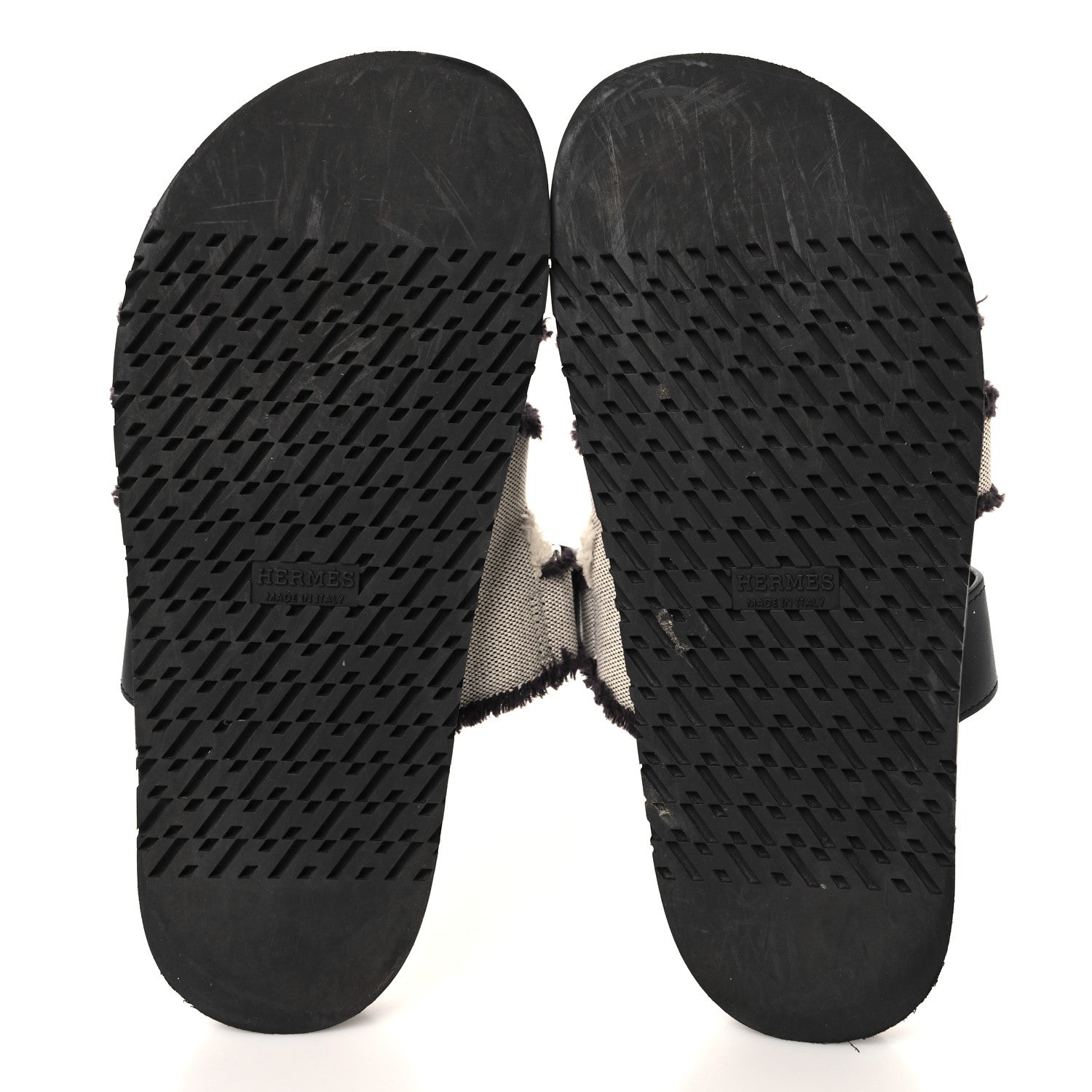 Hermes Techno Fringed H Canvas Caflskin Womens Chypre Sandals 38 Prunoir Black 6 of 9