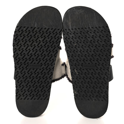 Hermes Techno Fringed H Canvas Caflskin Womens Chypre Sandals 38 Prunoir Black 6 of 9