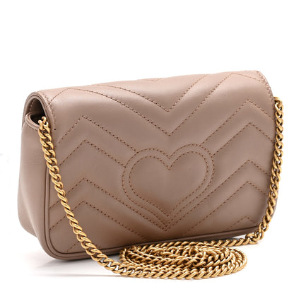 Gucci Calfskin Matelasse Super Mini GG Marmont Shoulder Bag Porcelain Rose 3 of 10