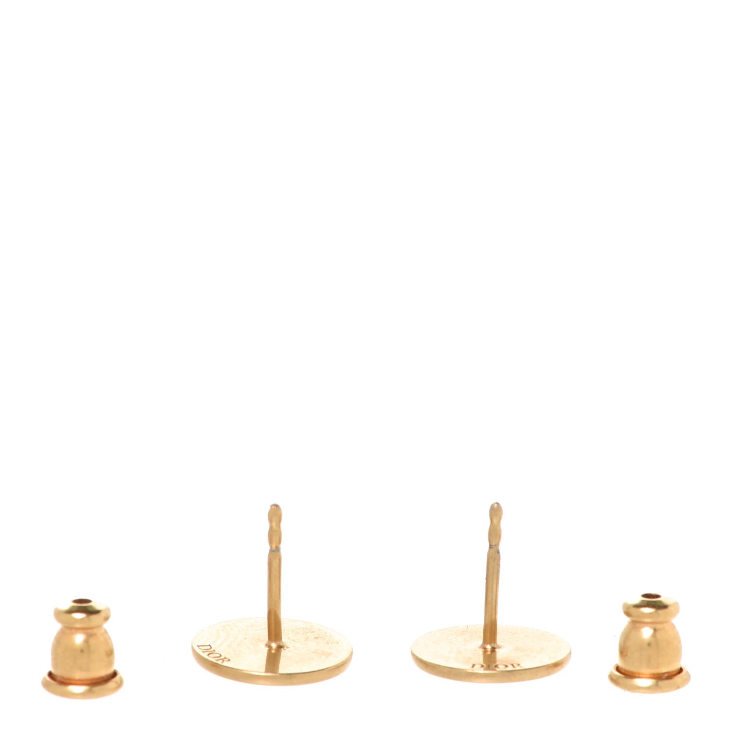 Christian Dior Metal CD Stud Earrings Gold 3 of 4