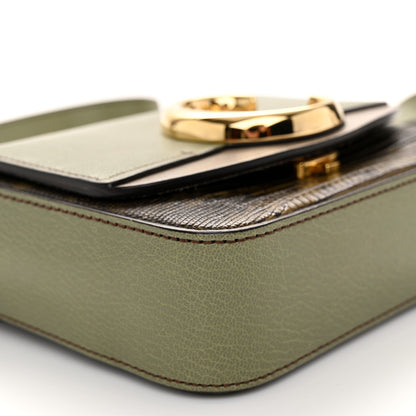 Chloe Goatskin Calfskin Lizard Embossed Mini C Double Carry Antique Green 9 of 11