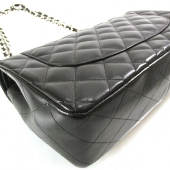 Lambskin Jumbo Double Flap Black