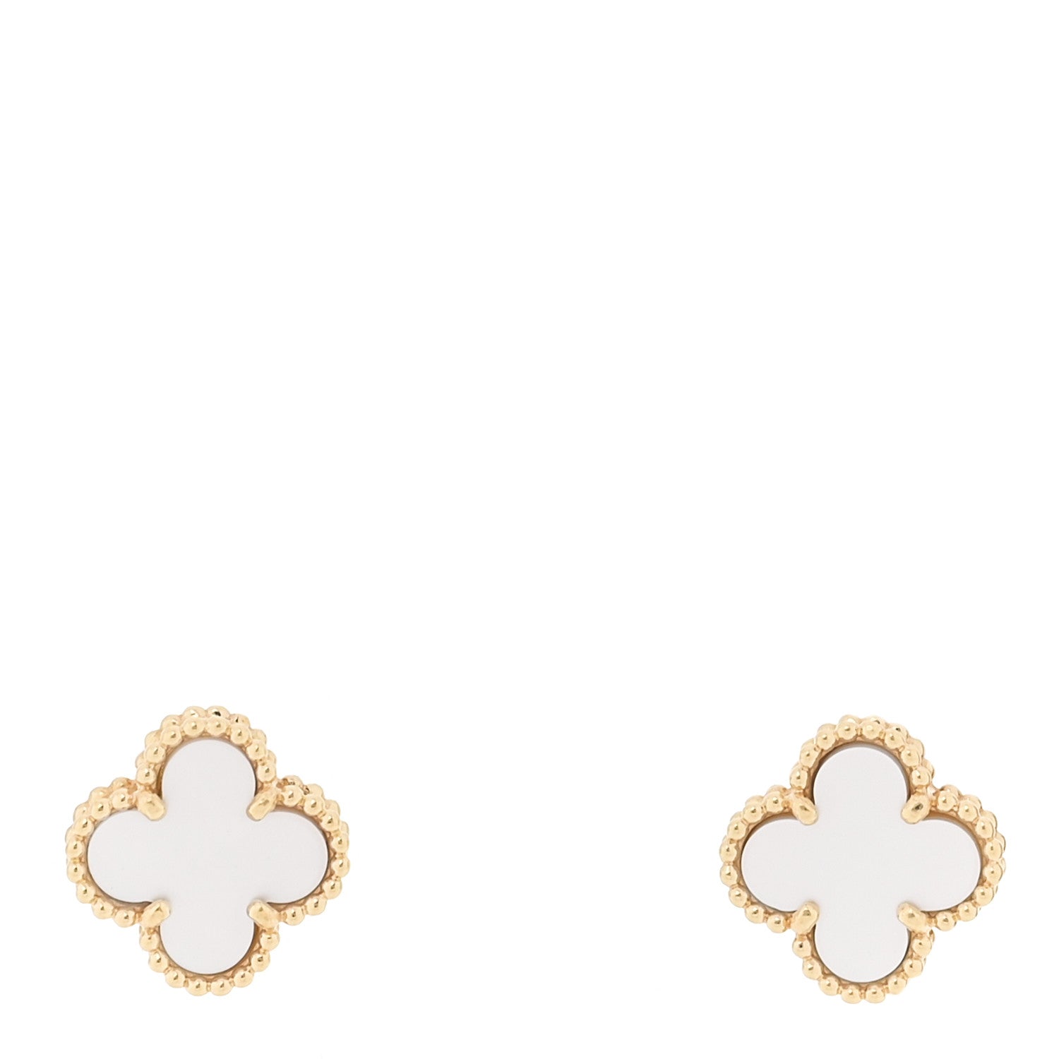 Van Cleef & Arpels 18K Yellow Gold Mother of Pearl Sweet Alhambra Earrings 1 of 5