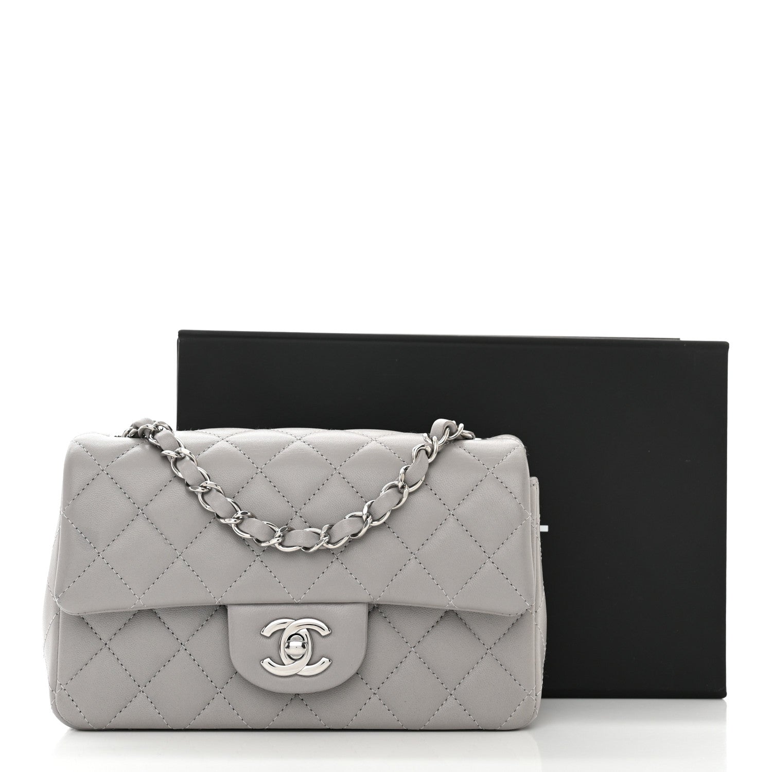 Chanel Lambskin Quilted Mini Rectangular Flap Grey 11 of 11