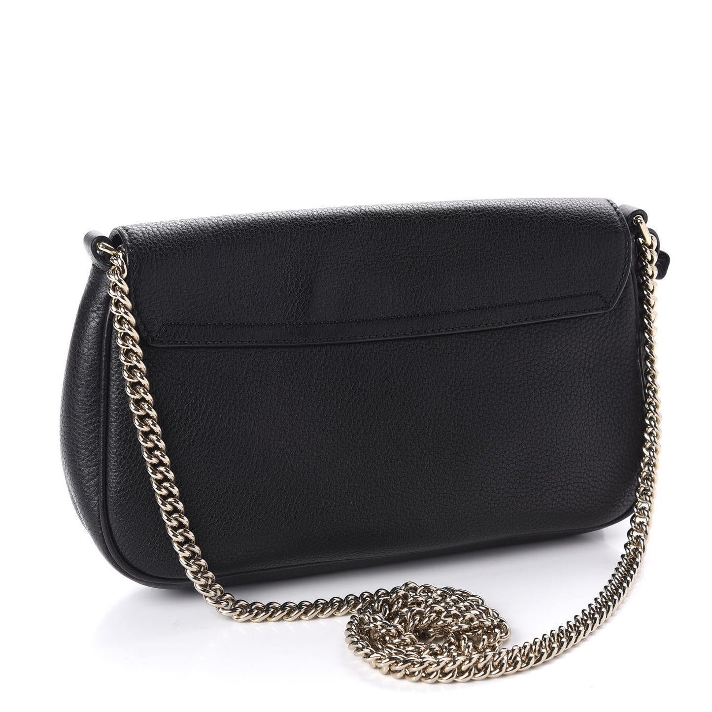 Pebbled Calfskin Medium Soho Flap Crossbody Black