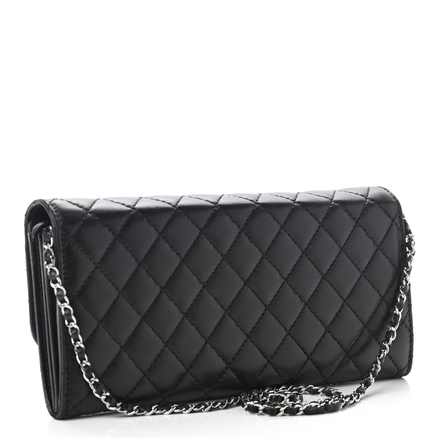 Chanel Lambskin Quilted Chain Clutch Flap Black 2 of 8