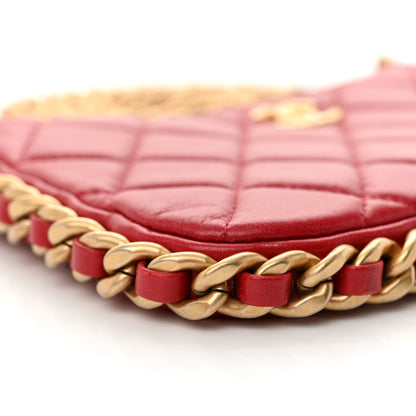 Chanel Shiny Crumpled Lambskin Quilted Trendy Chain Around Hobo Red 9 of 11