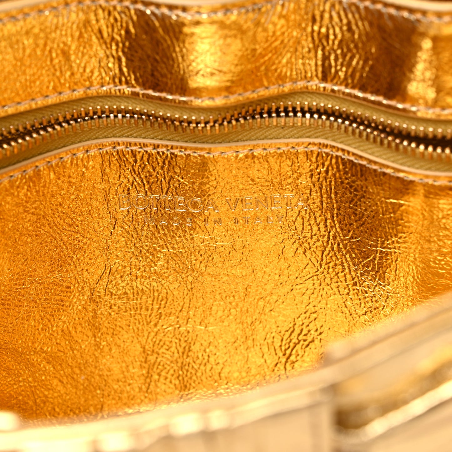 Metallic Calfskin Intreccio Plisse Cassette Crossbody Bag Gold