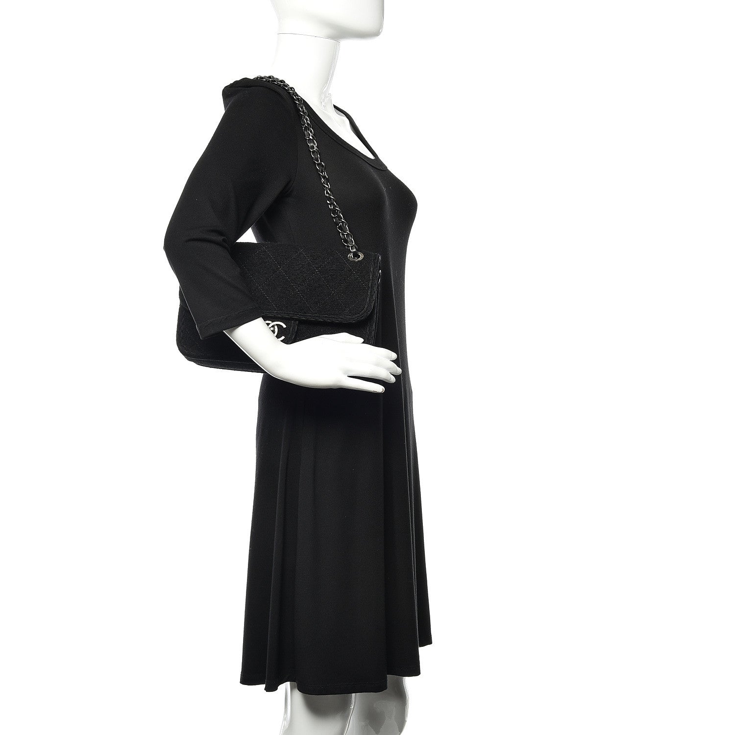 Chanel Wool Quilted Medium Edelweiss Single Flap Black 2 of 11