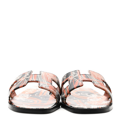 Hermes Calfskin Printed Brides de Gala en Desordre Oran Sandals 35.5 Multicolor Rose Aube 2 of 9