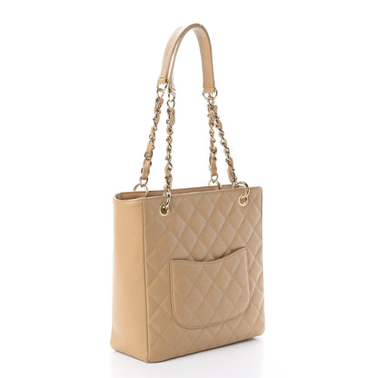 Chanel Caviar Quilted Petit Shopping Tote PST Beige 2 of 9