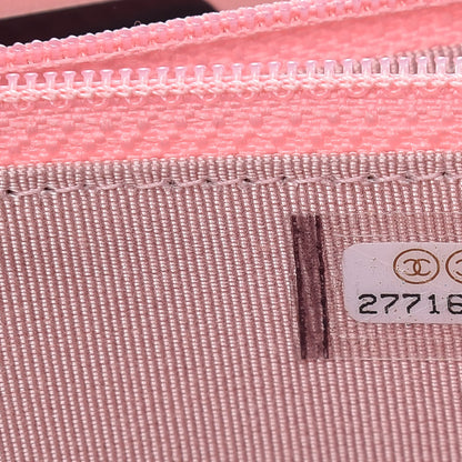 Chanel Caviar Chevron Quilted Small Zip Around Wallet Pink 10 of 10