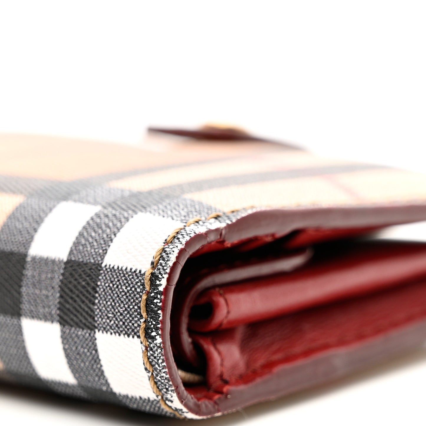 Canvas Vintage Check Coin Purse Wallet Red
