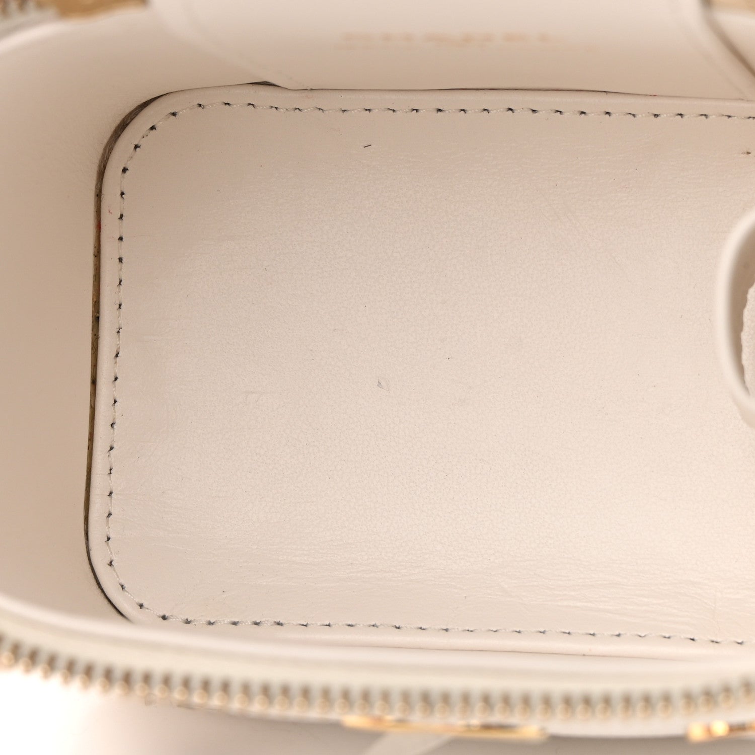 Chanel Caviar Quilted Enamel Coco Casino Mini Vanity Case With Chain White 12 of 17