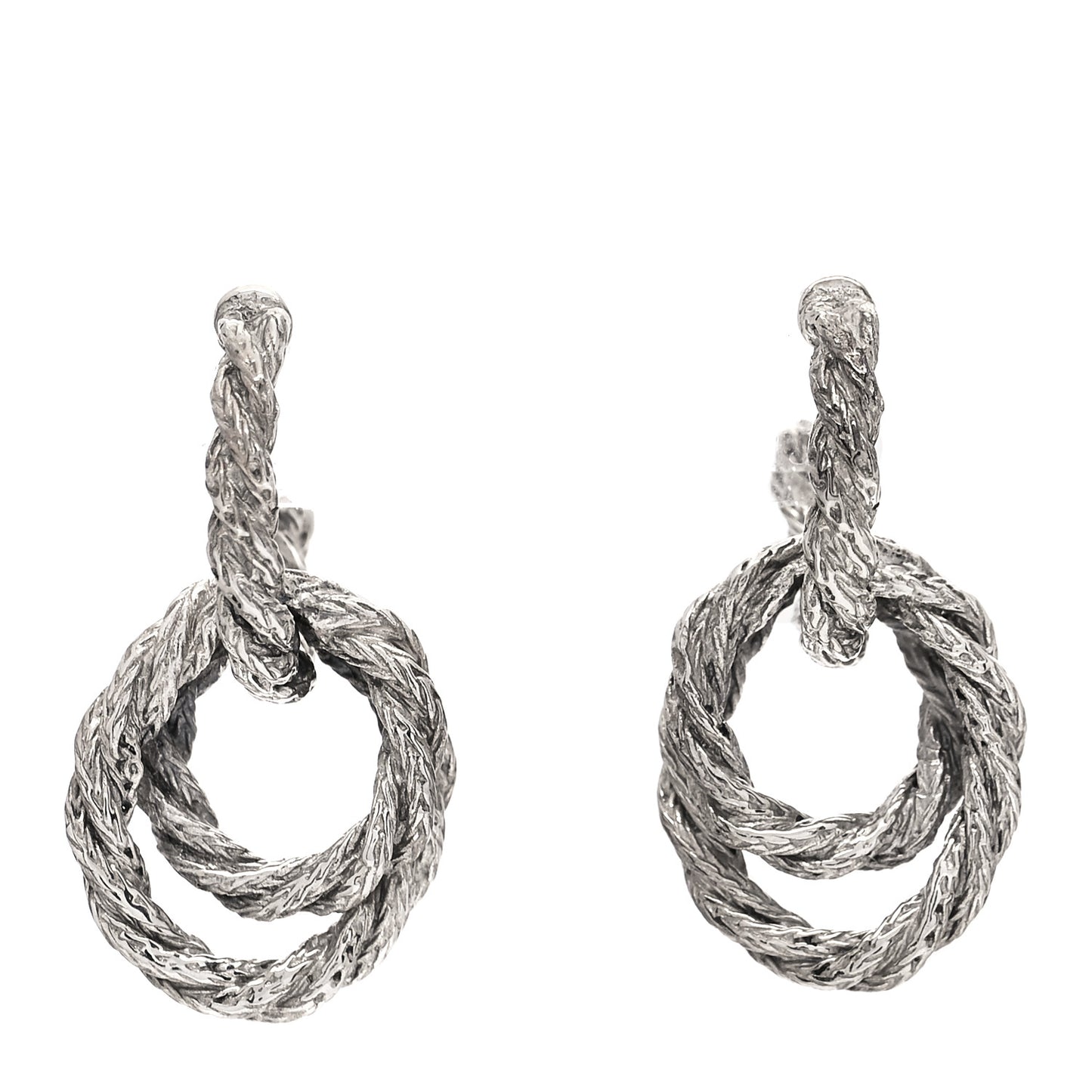 Sterling Silver Small Twist Chain Double Hoop Earrings