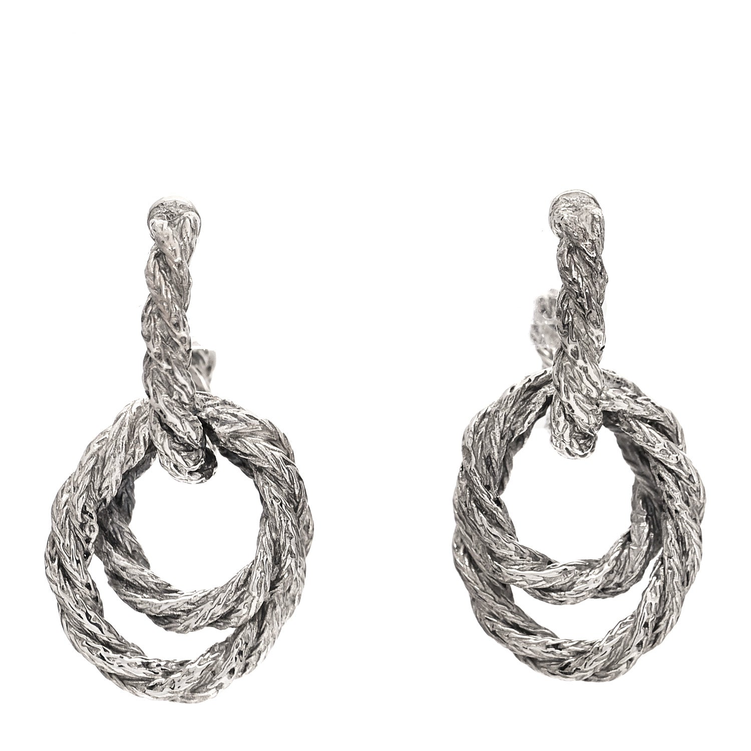 John Hardy Sterling Silver Small Twist Chain Double Hoop Earrings 1 of 4