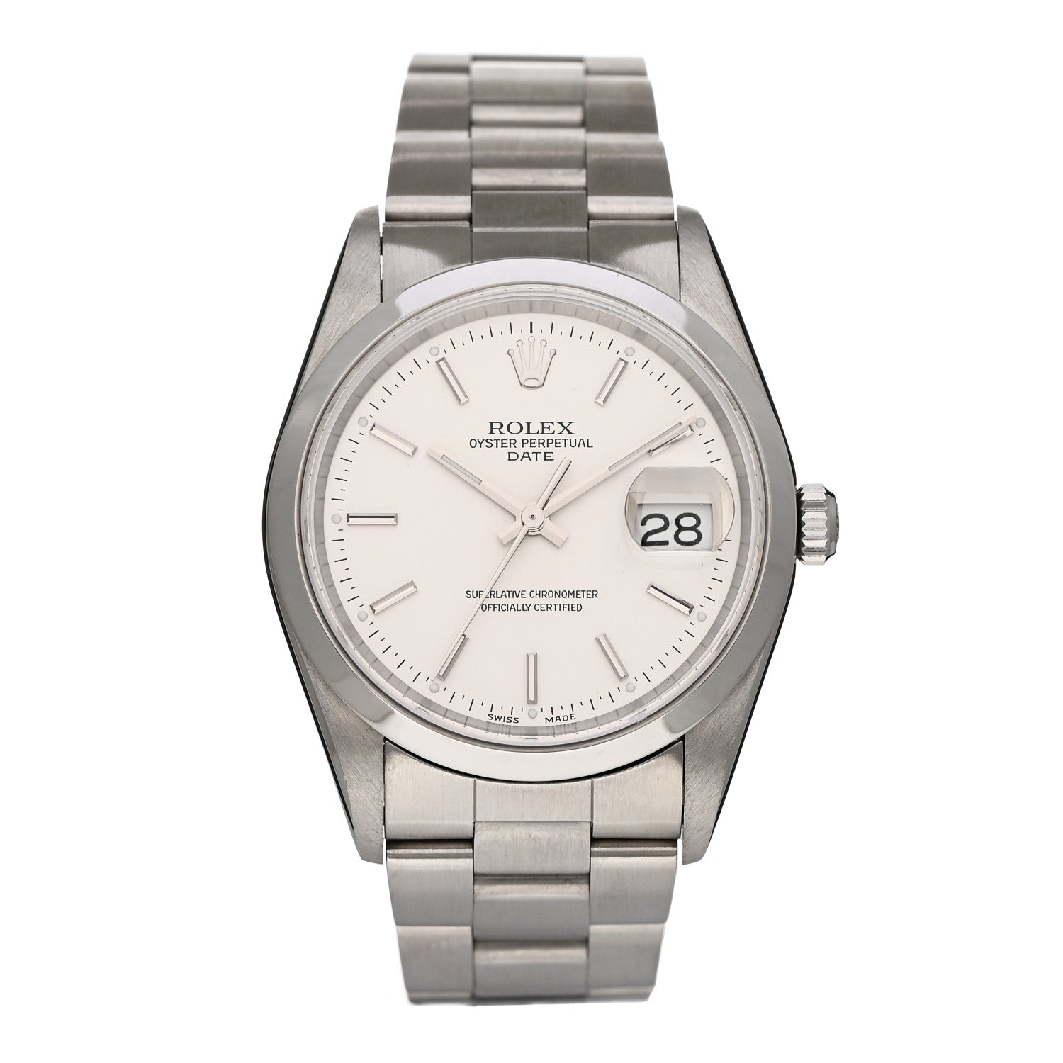 Rolex Stainless Steel 34mm Oyster Perpertual Date Watch Silver 15200 1 of 4