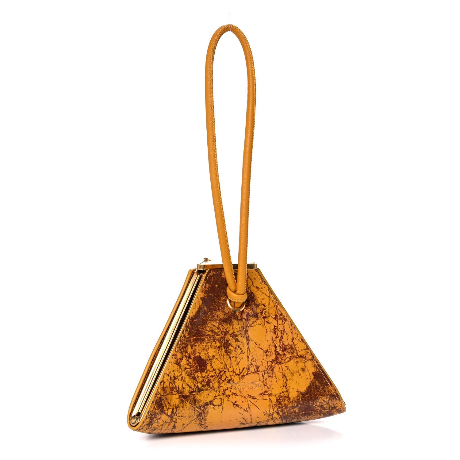 Bottega Veneta Spazzolato Calfskin Pyramid Bag Gold Marble 3 of 11