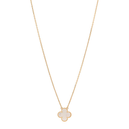 Van Cleef & Arpels 18K Yellow Gold Mother of Pearl Vintage Alhambra Pendant Necklace 1 of 6