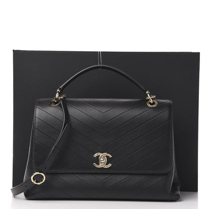 Chanel Grained Calfskin Chevron Stitched Medium Chic Top Handle Flap Black 11 of 11