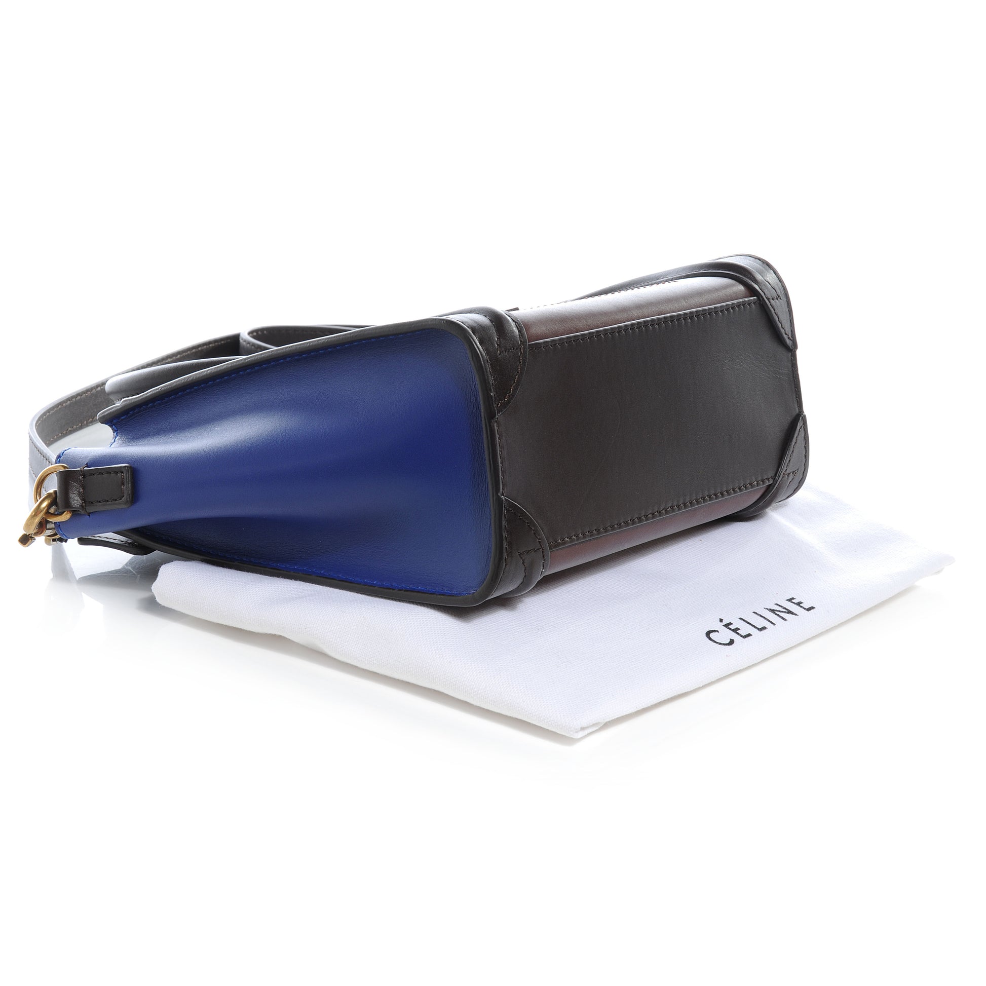 Celine Smooth Calfskin Nano Tri-Color Luggage Acajou Royal Blue 4 of 9