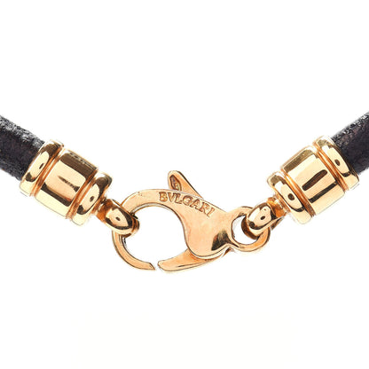 Bulgari Stainless Steel 18K Yellow Gold Black Onyx Rhodochrosite BVLGARI Cord Pendant Necklace 5 of 5