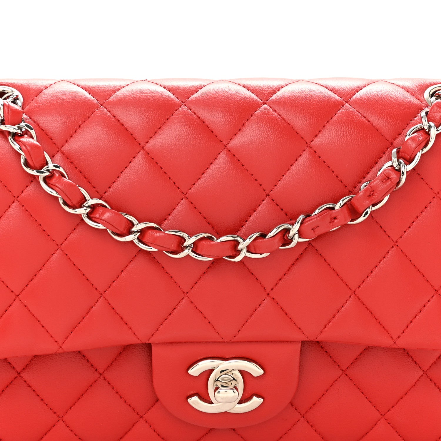 Chanel Lambskin Quilted Medium Double Flap Red 8 of 14