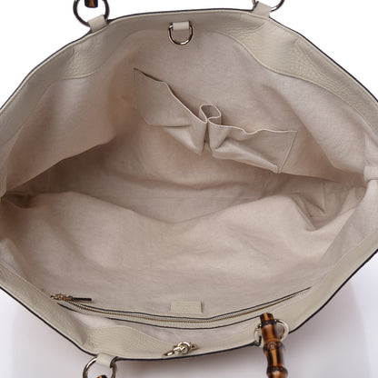 Gucci Straw Calfskin Large Bamboo Shopper Tote Natural 5 of 14