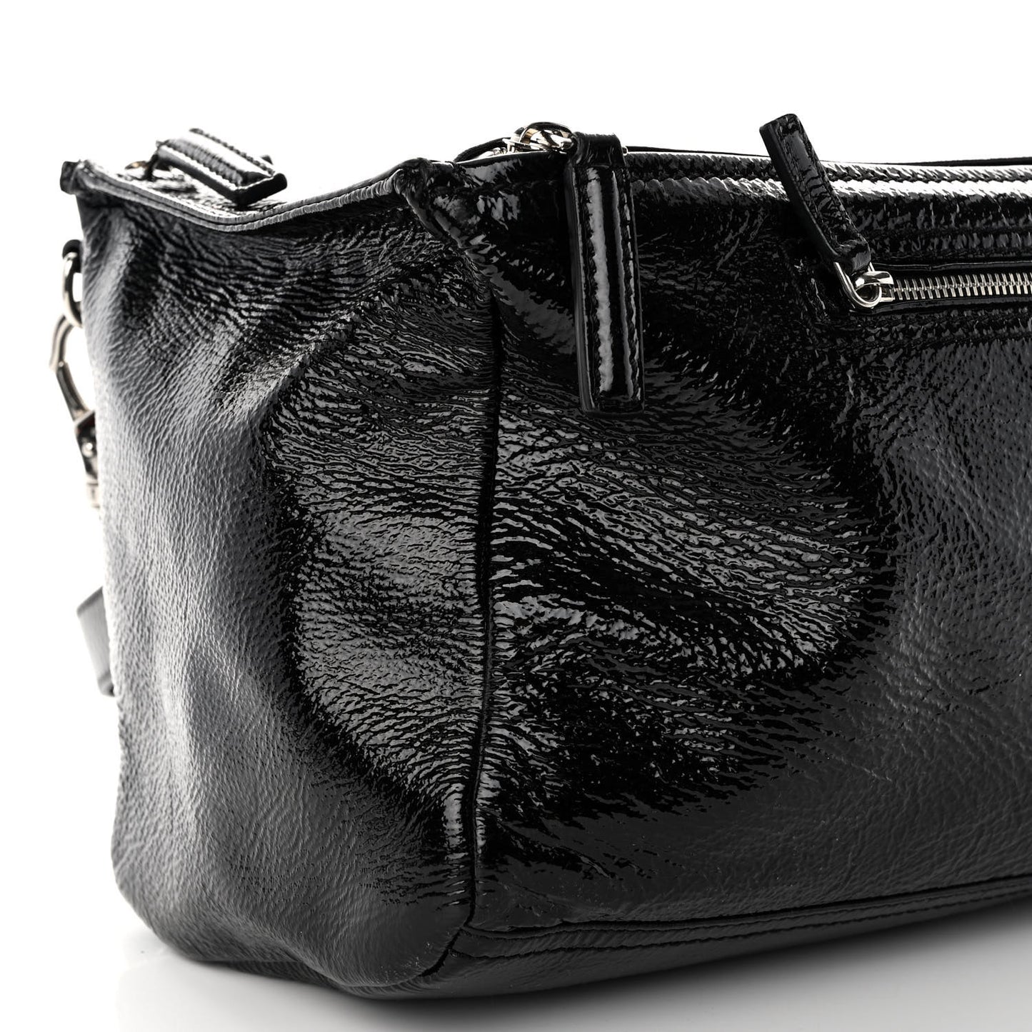 Crinkled Patent Medium Pandora Black