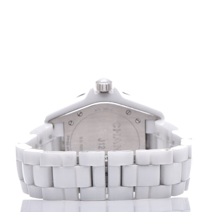Chanel Stainless Steel Ceramic Diamond 38mm J12 Automatic Watch White 4 of 7