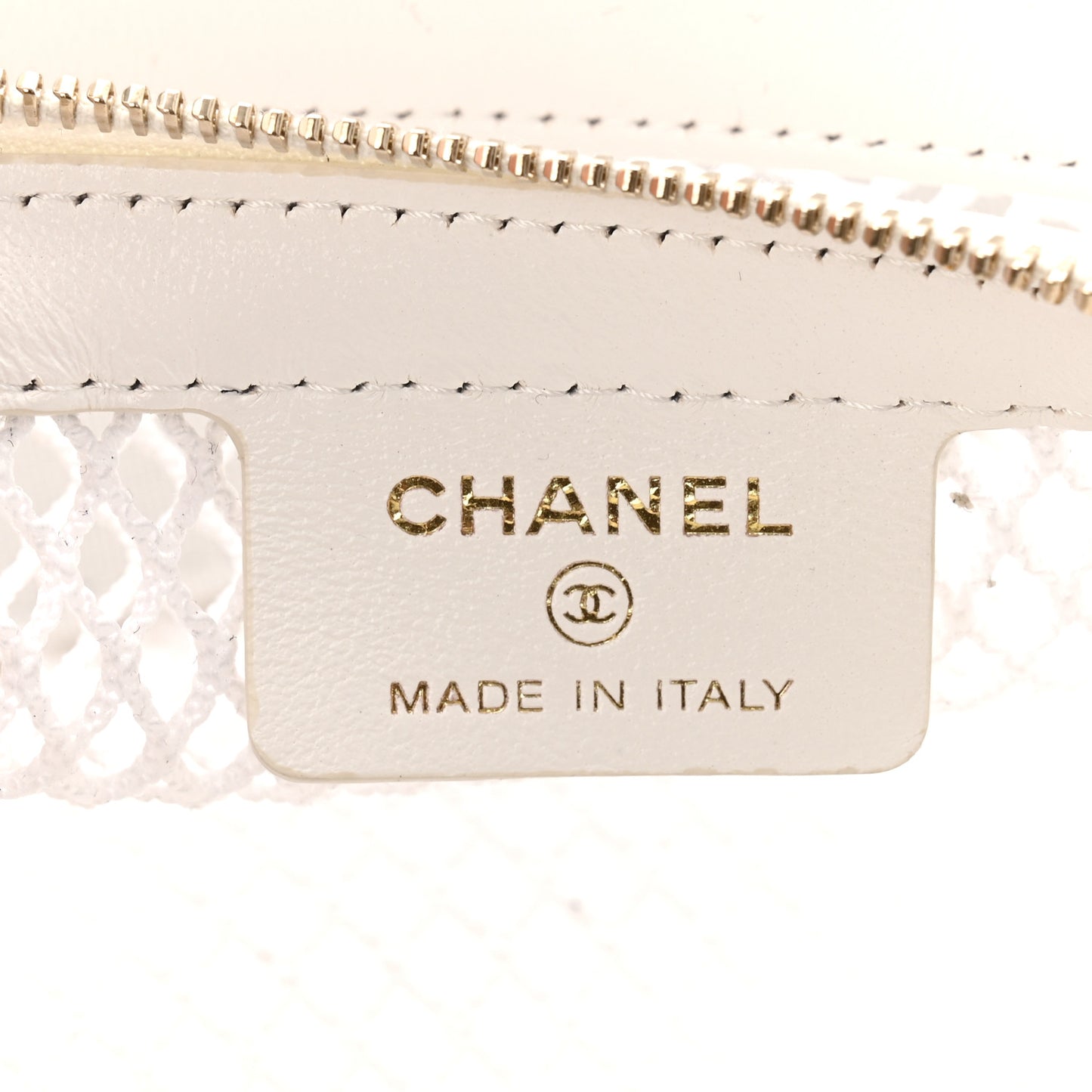 Mesh Shiny Lambskin Chain Hobo White