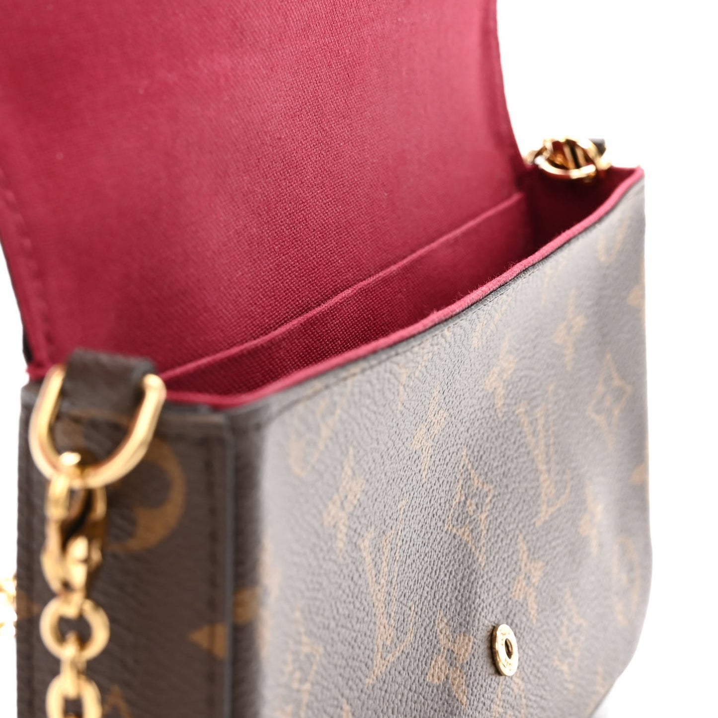 Monogram Pochette Felicie Chain Wallet Fuchsia