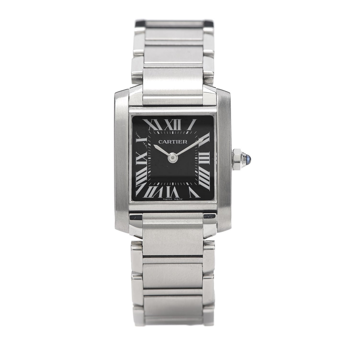Stainless Steel 20mm Tank Francaise Quartz Watch Black