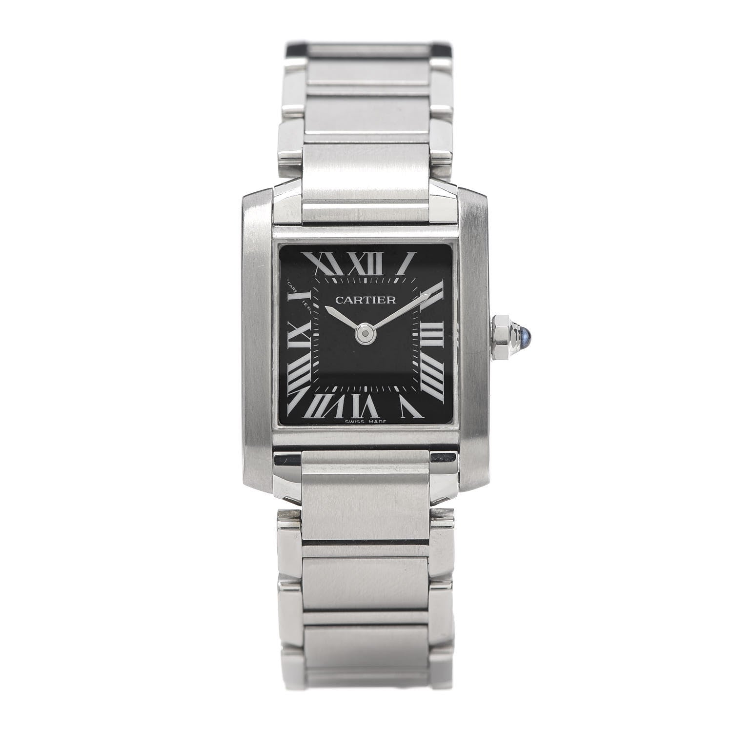 Cartier Stainless Steel 20mm Tank Francaise Quartz Watch Black 1 of 6