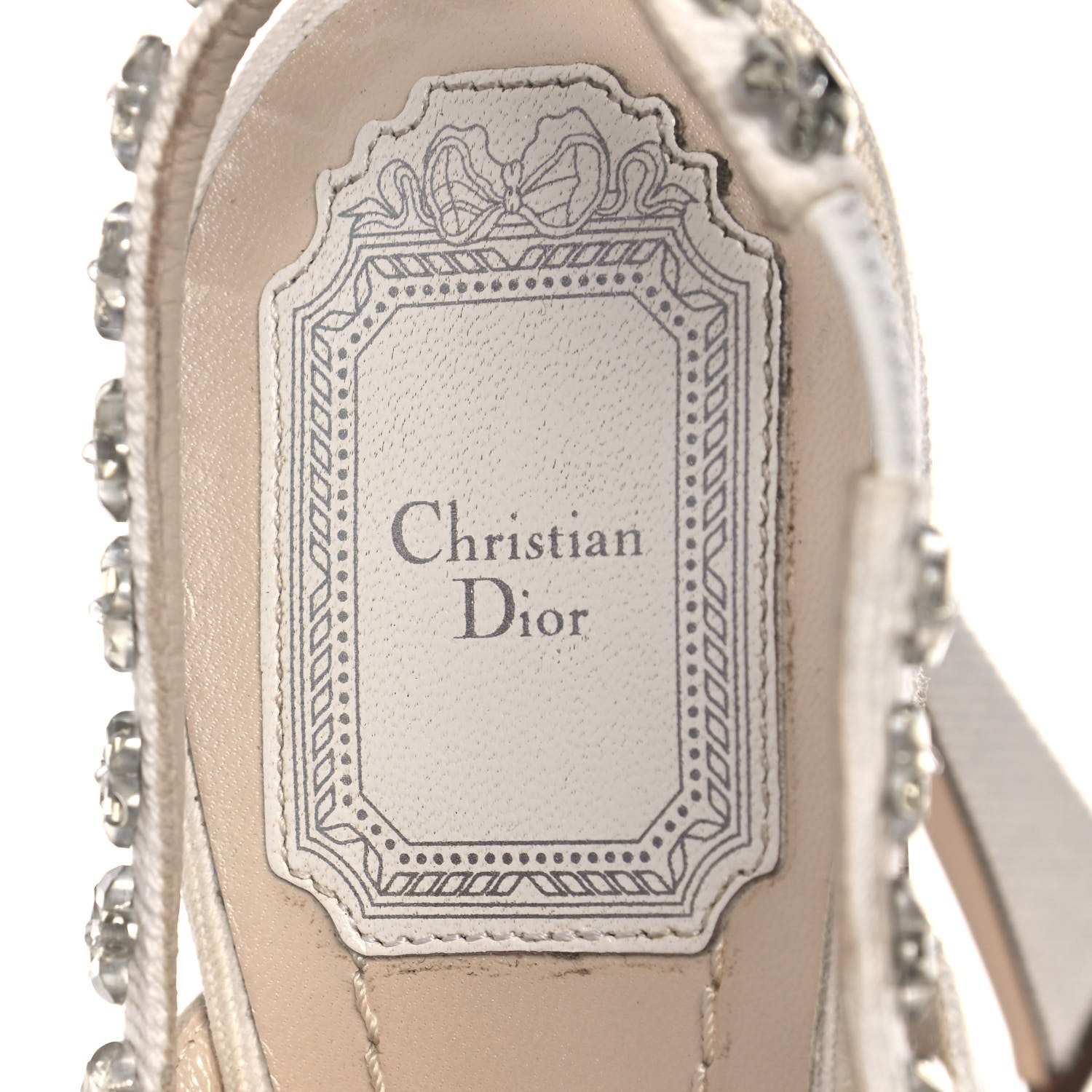 Christian Dior Denim Crystal Garland Slingback Pumps 40 White 7 of 14