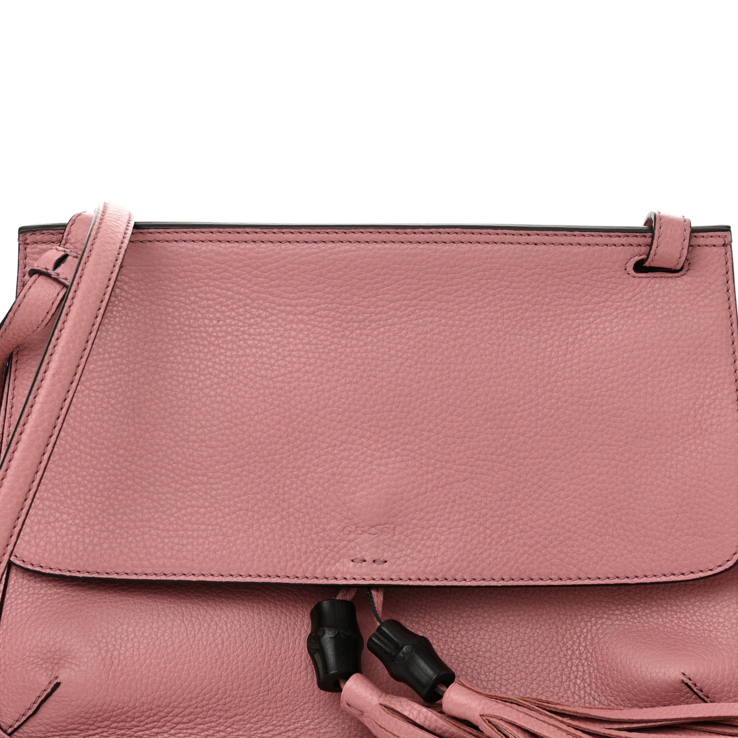 Cellarius Calfskin Medium Bamboo Daily Flap Shoulder Bag Carmine Rose