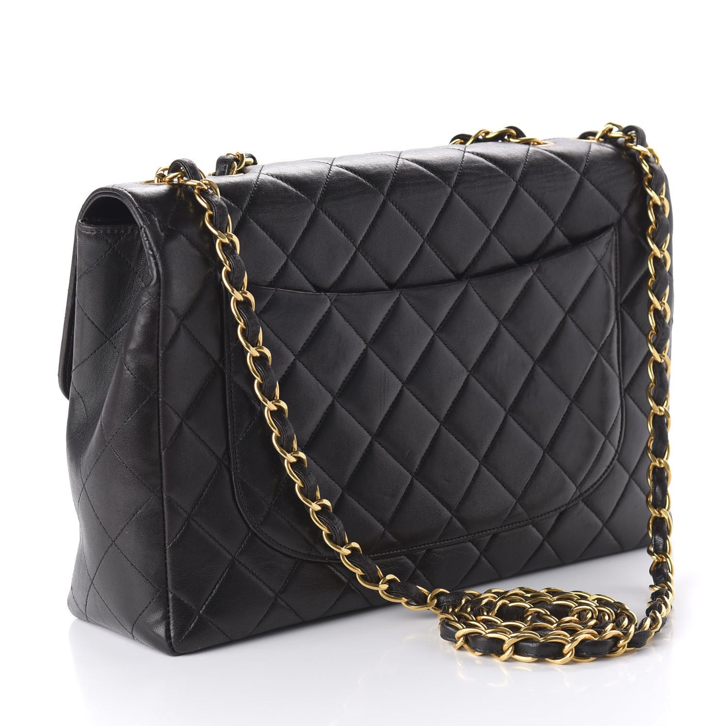 Lambskin Quilted Jumbo Single Flap Black